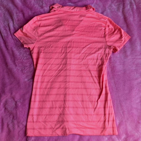 Nike Pink Striped Golf Short Sleeve Collared Top - Picture 6 of 6